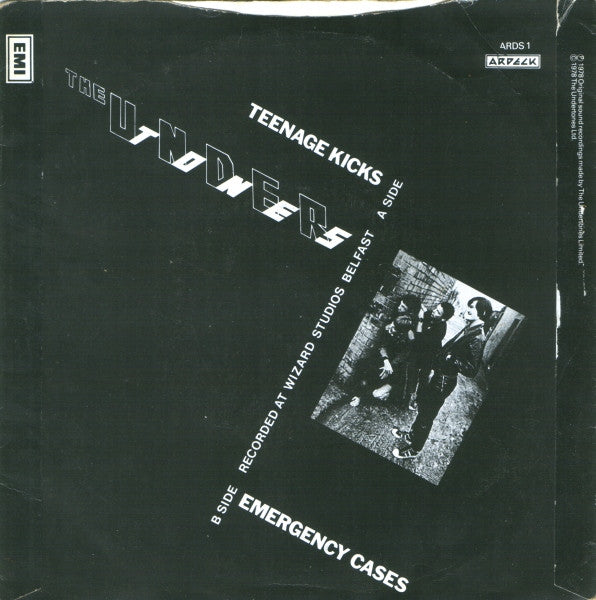 Image of Back Cover of 7" - VG/VG - THE UNDERTONES, Teenage Kicks / Emergency Cases (Ardeck; ARDS1, UK 1983 Reissue, Picture Sleeve), Light marks only, Small tear to sleeve opening, Edge wear,  - 1916208C