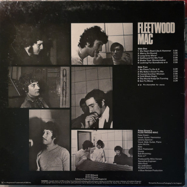 Image of Back Cover of LP - VG/VG+ - FLEETWOOD MAC, Peter Green's Fleetwood Mac (Embassy Orange and White Label; S 31036, UK 1977 Reissue), Clean & Glossy Disc. Strong VG Sleeve,  - 3916358C