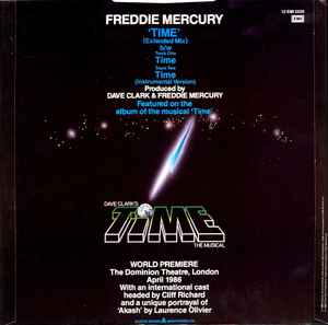 Image of Back Cover of 12" - VG/G+ - FREDDIE MERCURY, Time (EMI; 12 EMI 5559, UK 1986, Picture Sleeve), ,  - 3616261C