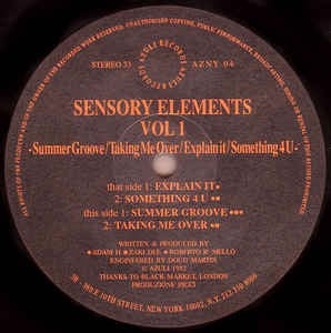 Image of Front Cover of 12" - /VG+ - SENSORY ELEMENTS, Vol 1 (Azuli Records; AZNY 04, UK 1992), one light scuff - v. minor,  - 2446063S