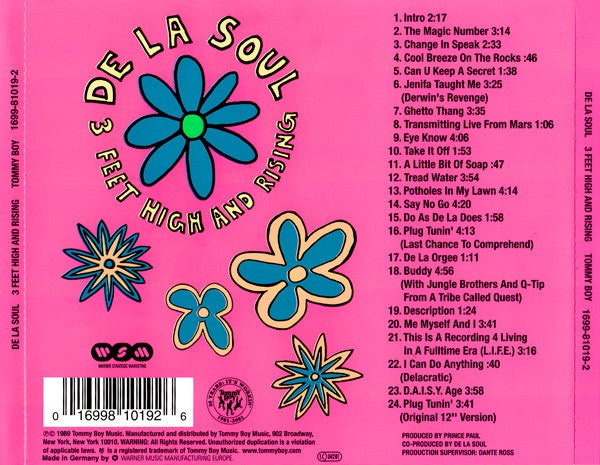 Image of Back Cover of 4634103E: 2xCD - DE LA SOUL, 3 Feet High And Rising (Warner Strategic Marketing; 1699-81019-2, Europe 2003 Reissue)   VG+/VG+