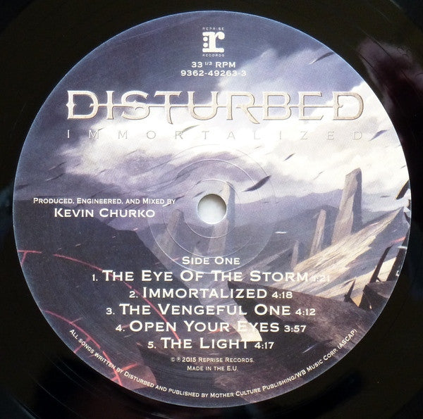 Image of Label Cover of 2xLP - VG+/EX - DISTURBED, Immortalized (Reprise Records; 9362-49263-3, Europe 2015, Gatefold, Insert, Side D Etched), ,  - 2926121E