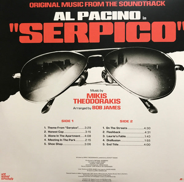 Image of Back Cover of 0814570C: LP - MIKIS THEODORAKIS, Serpico (Original Music From The Soundtrack) (Wewantsounds; WWSLP30, Modulor    WWSLP30,   2020 Reissue, Gatefold, Record Store Day September Drop 2020)   NEW/NEW