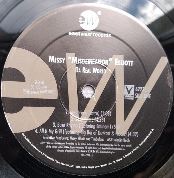 Image of Label Cover of 2xLP - VG/VG - MISSY MISDEMEANOR ELLIOTT, Da Real World (EastWest; 6206223212, US 1999, Insert), Several light hairlines. Edgewear and Ringwear. Small tear on insert. ,  - 4026280E
