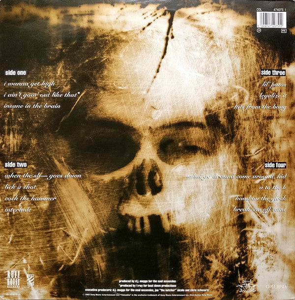 Image of Back Cover of LP - VG/G+ - CYPRESS HILL, Black Sunday (Ruffhouse Records; 4740751, Europe 1993, Gatefold, 2 Inners), Light scratches & hairlines, edge wear, creased Inners,  - 4146158S