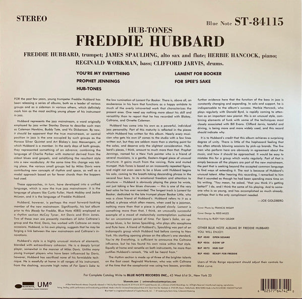 Image of Back Cover of LP - VG+/VG+ - FREDDIE  HUBBARD, Hub-Tones (Blue Note; 7764742, US 2019 Reissue), Still In Opened Shrinkwrap,  - 2416588C