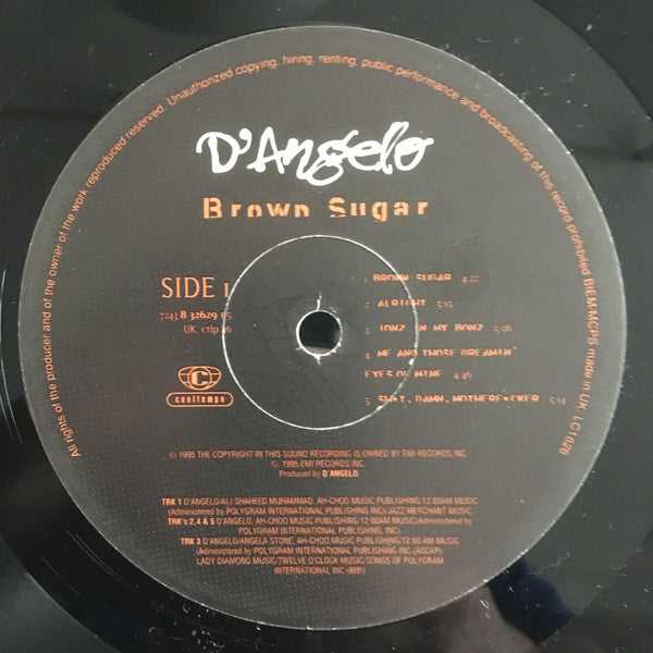 Image of Label Cover of LP - VG+/VG+ - D'ANGELO, Brown Sugar (Cooltempo; CTLP 46, UK 1995), ,  - 3446287S