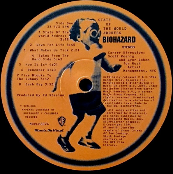 Image of Label of 1114083C: LP - BIOHAZARD, State Of The World Address (Music On Vinyl; MOVLP2274, Warner Bros. Records    MOVLP2274, Europe 2019, Insert)   NEW/NEW