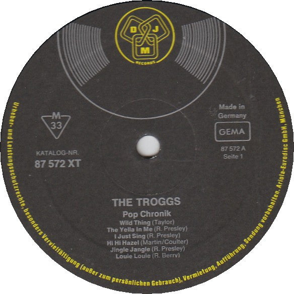 Image of Label Cover of  3044082S: 2xLP - THE TROGGS, Pop Chronik (DJM Records; 87 574 XCT, Germany 1979, Gatefold, Stapled In Booklet (In German)) Sleeve is a bit worn  G+/VG