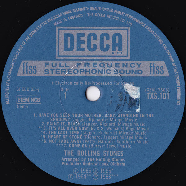 Image of Label Cover of LP - VG/VG - THE ROLLING STONES, Big Hits (High Tide And Green Grass) (Decca Blue-Grey Boxed Labels ; TXS101, UK 1970s Reissue, Laminated Gatefold Sleeve, Insert, Stereo, Pale Blue Sleeve Text, No Indicator Hole), Strong VG,  - 1716353C