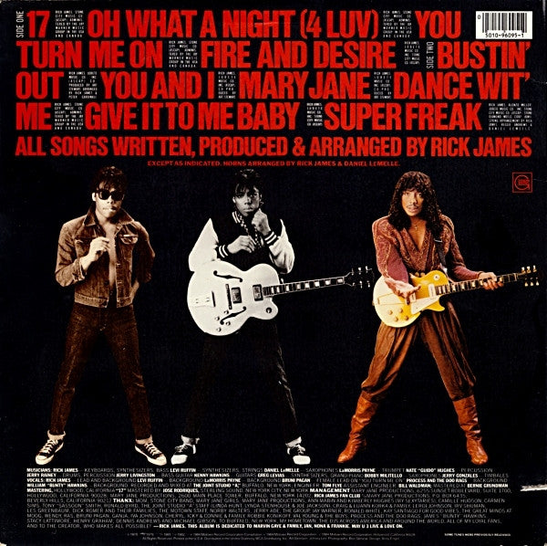 Image of Back Cover of LP - VG+/VG+ - RICK JAMES, Reflections (Gordy; 6095GL, US 1984, Embossed Sleeve, Poster), A few light hairlines only. ,  - 1426244E