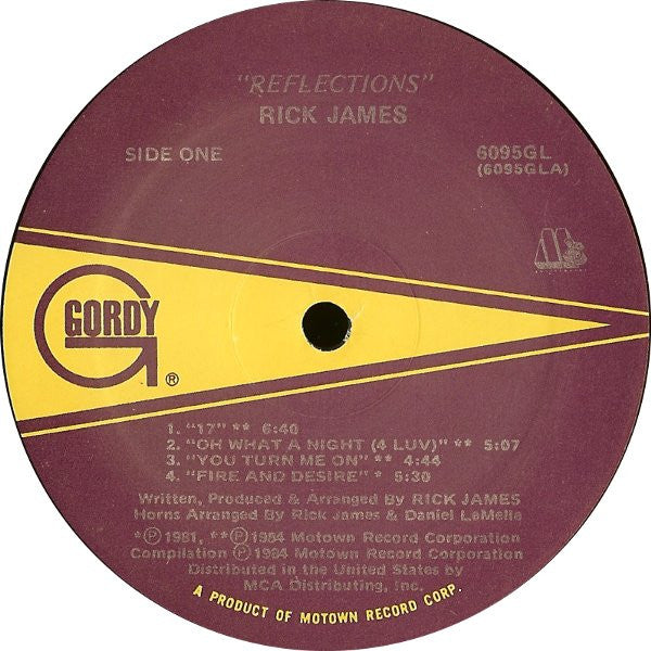 Image of Label Cover of LP - VG+/VG+ - RICK JAMES, Reflections (Gordy; 6095GL, US 1984, Embossed Sleeve, Poster), A few light hairlines only. ,  - 1426244E