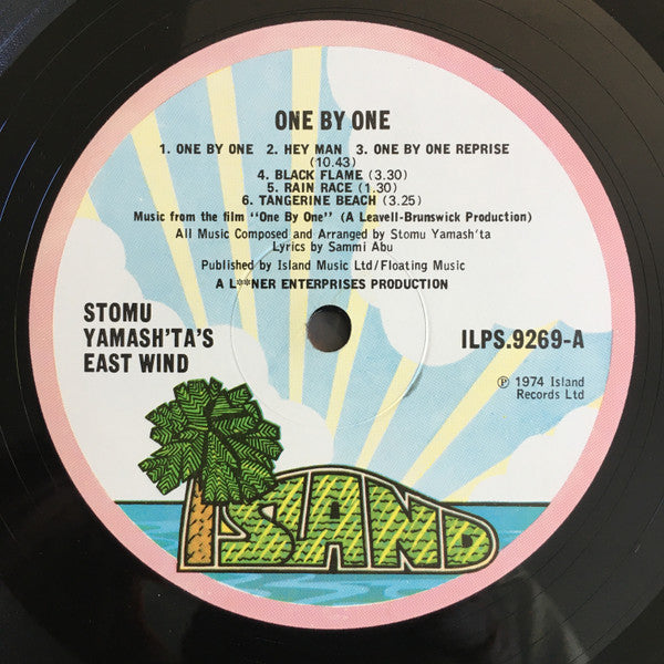 Image of Label Cover of LP - VG+/VG+ - STOMU YAMASH'TA'S EAST WIND, One By One (Island Pink Rim; ILPS 9269, UK 1974), ,  - 2726180E