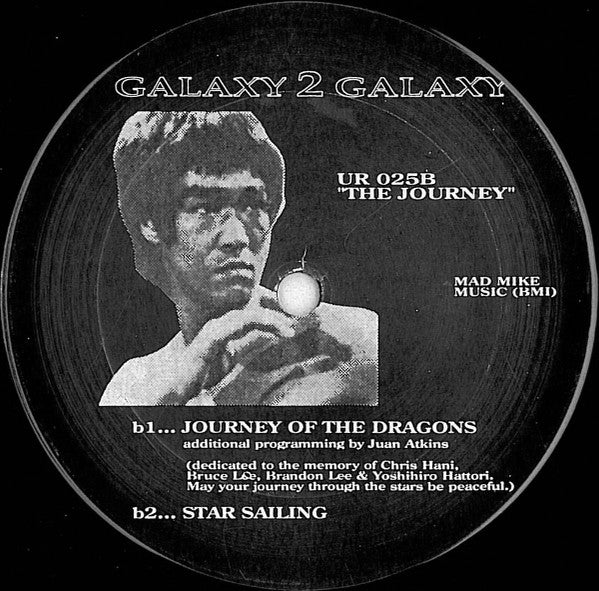 Image of Back Cover of 2x12" - /G+ - GALAXY 2 GALAXY, Galaxy 2 Galaxy (Underground Resistance; UR 025, US 1993, Generic Black Sleeve, Large Ring Labels), Marks on either side of each disc, with particularly noticeable scratches on b1, causing surface noise throughout., A1	Hi-Tech Jazz (The Science)	A2	Hi-Tech Jazz (The Elements)	B1	Journey Of The DragonsB2	Star Sailing		C1	Astral Apache (Star Stories)	C2	Deep Space 9 (A Brother Runs This Ship)	D1	Rhythm Of Infinity	D2	Metamorphosis (The Creation Of I