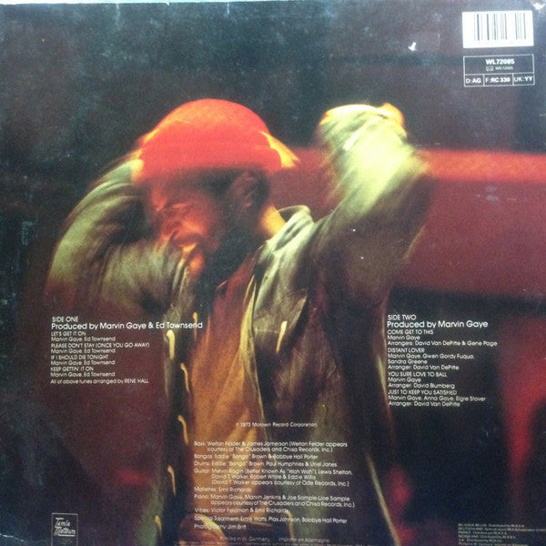 Image of Back Cover of LP - VG/VG+ - MARVIN GAYE, Let's Get It On (Tamla Motown; WL72085, Germany 1983 Reissue, Picture Sleeve, Small gap at top of rim text on label), Minor Edgewear to sleeve.,  - 3626005E
