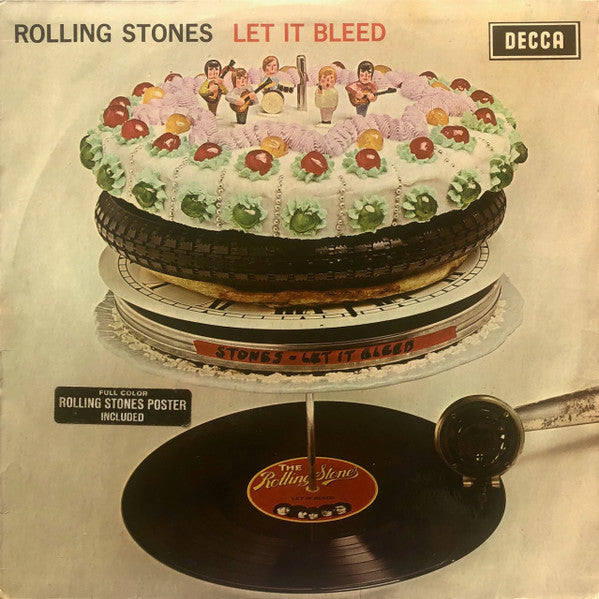 Image of Front Cover of LP - VG/VG - THE ROLLING STONES, Let it Bleed (Decca Blue Unboxed Wideband; SKL5025, UK 1969 Reissue, Laminated Front Sleeve With Sticker and Indicator Hole, Uncensored Inner, No Poster, Stereo, Upton Printing Group Reference on Rear Sleeve, Second Pressing), Light wear and marks on sleeve. Disc is strong VG.,  - 4346199S