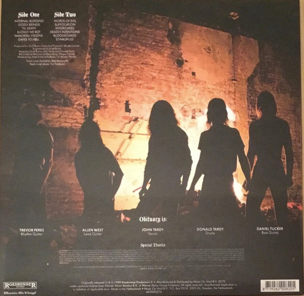 Image of Back Cover of 0114253C: LP - OBITUARY, Slowly We Rot (Music On Vinyl; MOVLP2276, Europe 2019)   NEW/NEW