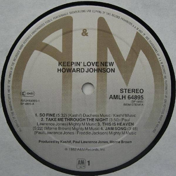 Image of Label Cover of LP - VG/VG+ - HOWARD JOHNSON, Keepin' Love New (A&M Records; AMLH 64895, A&M Records    SP 4895, Europe 1982, Company Inner), Edge wear. Small cataloguing stickers on back cover.,  - 3046145S