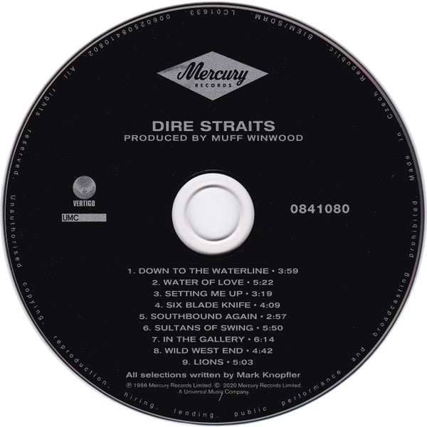 Image of Label Cover of 6xCD - EX/EX - DIRE STRAITS, The Studio Albums 1978 - 1991 (Mercury; 0839136, Europe 2020, Box Set, Inners), ,  - 1336139E