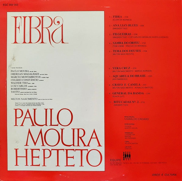 Image of Back Cover of LP - VG+/VG+ - PAULO MOURA HEPTETO, Fibra (Equipe; EQC 800.003, Brazil 1990s Reissue, Glossy Sleeve), ,  - 2616091C