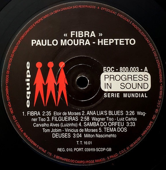 Image of Label Cover of LP - VG+/VG+ - PAULO MOURA HEPTETO, Fibra (Equipe; EQC 800.003, Brazil 1990s Reissue, Glossy Sleeve), ,  - 2616091C
