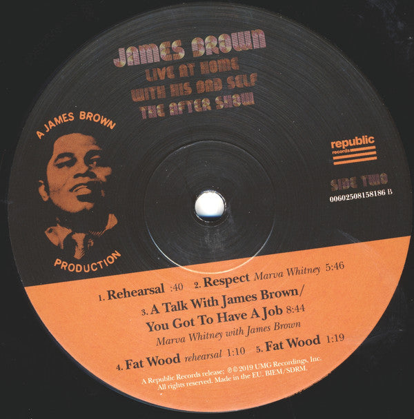 Image of Label Cover of LP - VG+/VG - JAMES BROWN, Live At Home With His Bad Self (The After Show) (Republic Records; 00602508158186, Europe 2019), ,  - 3626126E