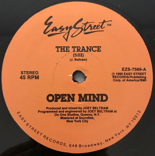 Image of Front Cover of 0226323E: 12" - OPEN MIND (JOEY BELTRAM), The Trance (Easy Street Records; EZS-7569, US 1990, Plain Sleeve) Light Marks only.  /VG