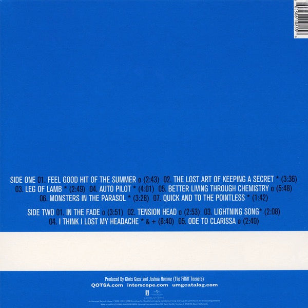 Image of Back Cover of 4144348S: LP - QUEENS OF THE STONE AGE, R (Interscope Records, Inc.; 00602508108556, Europe 2019 Reissue, Insert, 180 Gram Vinyl) still in opened shrinkwrap  VG+/VG+