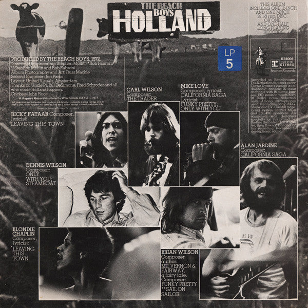 Image of Back Cover of LP - VG/VG - THE BEACH BOYS, Holland (Reprise; K 54008, UK 1973, Insert, With 7" In Picture Sleeve.), ,  - 1526234E