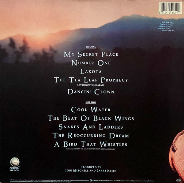 Image of Back Cover of LP - VG+/VG+ - JONI MITCHELL, Chalk Mark In A Rain Storm (Geffen Records; WX 141, Geffen Records    924 172-1, Geffen Records    WX141, Europe 1988, Gatefold), ,  - 0826061E