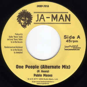 Image of Front Cover of 7" - /VG+ - PABLO MOSES, One People (Alternate Mix) (Ja-Man Records; JMRP-701, US 2004), ,  - 2826150E