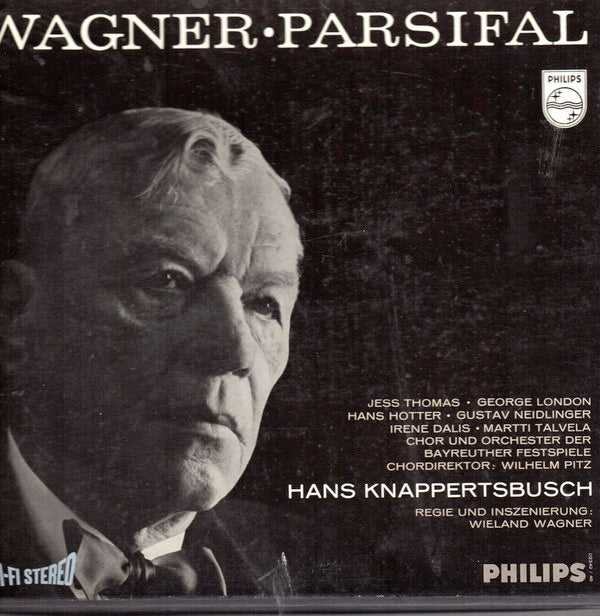 Image of Front Cover of 3523419E: 5xLP - HANS KNAPPERTSBUSCH, BAYREUTHER FESTSPIELE, Wagner: Parsifal (Philips Burgundy Hi-Fi Stereo; SAL 3475-9, UK 1962, Box Set, Booklet, Stereo) Box Has Minor Edge Wear  VG/VG+