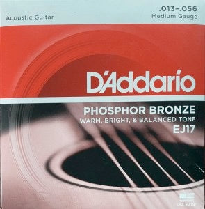 Image of Front Cover of 0900001S: Accessories - D'ADDARIO PHOSPHOR BRONZE, Acoustic Guitar - Medium Gauge: 0.013 - 0.056 (; EJ17, UK , Warm Bright and Balanced Tone)   NEW/NEW