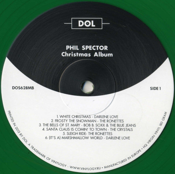Image of Label Cover of LP - VG+/VG+ - VARIOUS, The Phil Spector Christmas Album (A Christmas Gift For You) (DOL; DOS628MB, Europe 2013 Reissue, Die Cut Sleeve, Green Vinyl), No clear plastic Inner,  - 4146243S