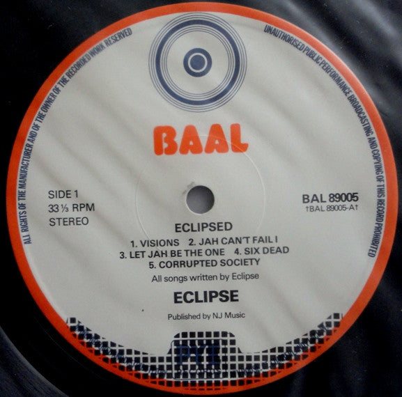 Image of Label Cover of LP - VG/VG+ - THE ECLIPSE BAND, Eclipsed (Baal; BAL 89005, UK 1978), Shiny disc, light lines only. Touch of ringwear on sleeve.,  - 2826157E
