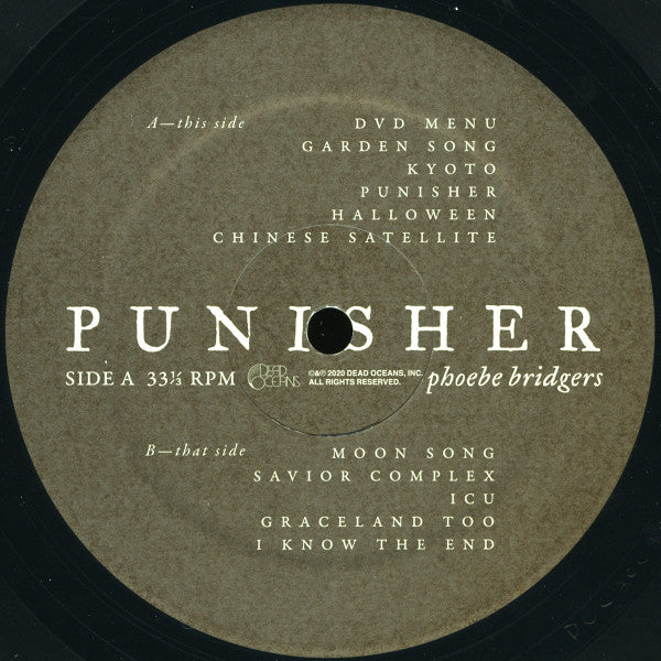 Image of Label Cover of LP - NEW/NEW - PHOEBE BRIDGERS, Punisher (Dead Oceans; DOC200LP, US 2020, Gatefold, Booklet), , Bridgers pulls together a formidable crew of guests, including the Julien Baker, Lucy Dacus, Christian Lee Hutson and Conor Oberst as well as Nathaniel Walcott (of Bright Eyes), Nick Zinner (of the Yeah Yeah Yeahs), Jenny Lee Lindberg (of Warpaint), Blake Mills and Jim Keltner as well as her longtime bandmates Marshall Vore (drums), Harrison Whitford (guitar), Emily Retsas (bass) and Nick 