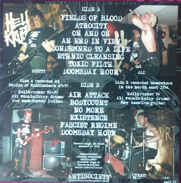 Image of Back Cover of LP - VG+/VG+ - HELLKRUSHER, Recorded Works 93/94 (Antisociety; anti27, UK 2013, Insert, Ltd to 300), ,  - 4346260S