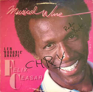 Image of Front Cover of 1623122E: LP - LENNOX "BOOGSIE" SHARPE PRESENTS FELIX CAESAR, Musical Wine (Carotte; , Trinidad & Tobago 1984, Picture Sleeve) Opened instore - still in shrink. Vinyl has a few very light marks from storage. Yellow labels.  VG+/VG+