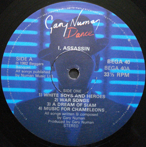 Image of Label Cover of LP - VG/VG - GARY NUMAN, I, Assassin (Beggars Banquet; BEGA 40, UK 1982, Inner, Dance Labels), A few hairlines, edge wear,  - 3446023S