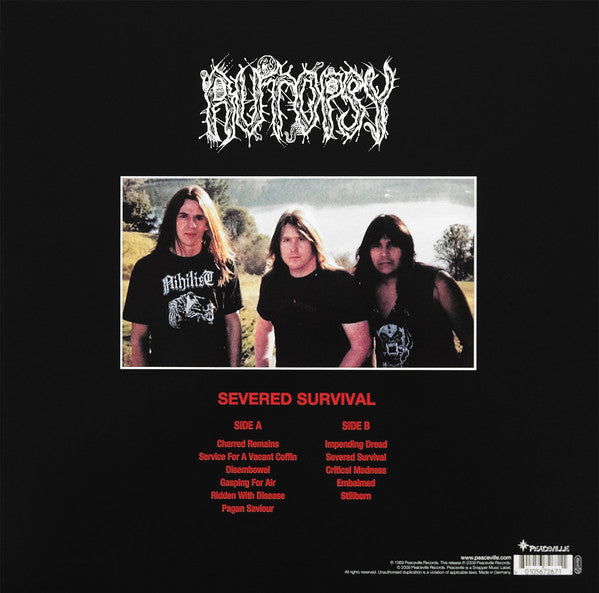 Image of Back Cover of 4954043S: LP - AUTOPSY, Severed Survival (Peaceville; VILELP267, UK 2009 Reissue, Inner)   NEW/NEW