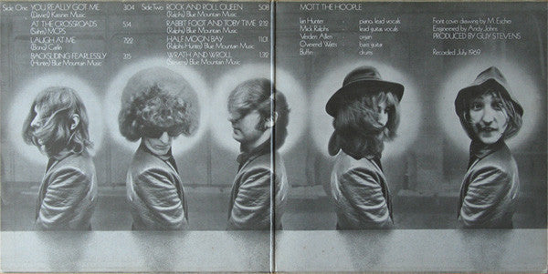 Image of Back Cover of LP - G+/G+ - MOTT THE HOOPLE, Mott the Hoople (Island Pink/i logo; ILPS9108, UK 1969, Gatefold), Water Damage And Stains To Sleeve,  - 1025148E