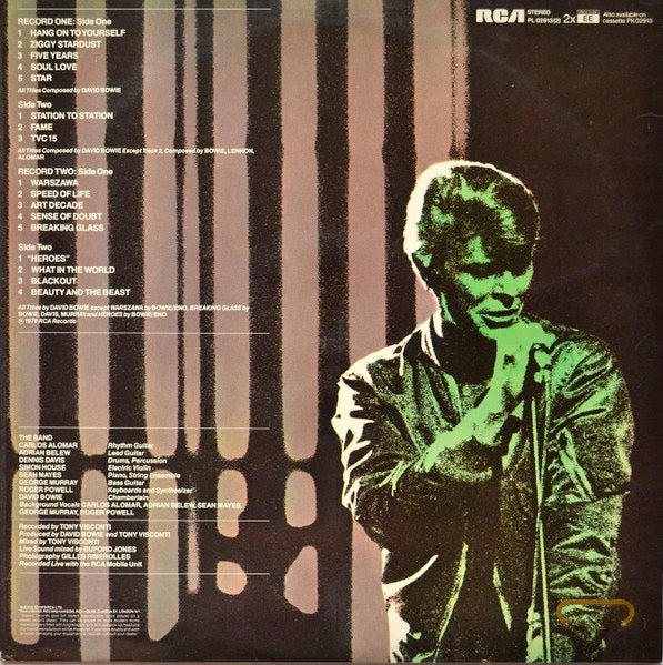 Image of Back Cover of 2xLP - VG/VG+ - DAVID BOWIE, Stage (RCA Victor Orange with Stereo Text; PL 02913(2), UK 1978, Laminated Gatefold Sleeve), ,  - 2126358E