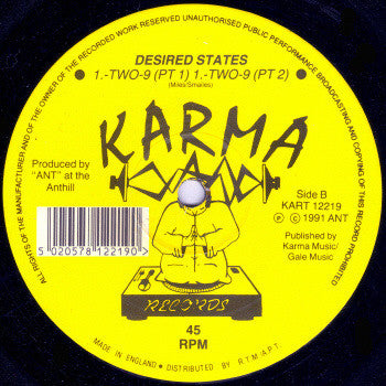 Image of Label Cover of 12" - VG/VG - DESIRED STATES, Turn On (Karma Records; KART 12219, UK 1991, Company Sleeve), A few noticeable marks but plays well,  - 4126135E