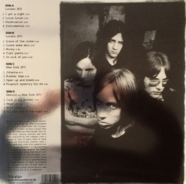 Image of Back Cover of 2xLP - EX/VG+ - THE STOOGES, Heavy Liquid (Easy Action; EARS073LP, UK 2017, Gatefold Silvered Sleeve, 2 Inners, Blue Vinyl, Record Store Day Limited Release 2017), Was sealed, Opened Instore, Still in hype stickered shrinkwrap, Blue vinyl, Just a few light hairlines from manufacture. ,  - 0816325C