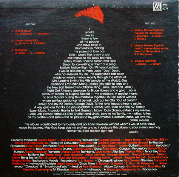 Image of Back Cover of LP - G/G+ - LOWRELL, Lowrell (AVI; AVI6070, US 1979, Pasteback Sleeve), Light marks on disc. Lots of wear to sleeve with strong ringwear.,  - 3746171S