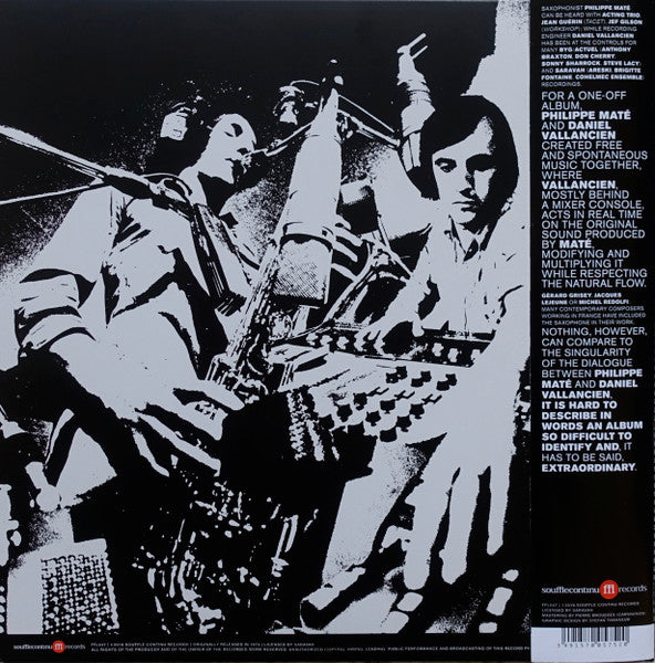 Image of Back Cover of LP - VG+/VG+ - PHILIPPE MAT  / DANIEL VALLANCIEN, Mat /Vallancien (SouffleContinu Records; FFL047, France 2018 Reissue, Gatefold, With Obi, Ltd to 500), ,  - 1546198S