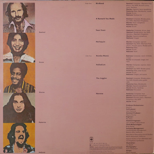 Image of Back Cover of 3814037C: LP - WEATHER REPORT, Heavy Weather (CBS (Sunburst Labels); S 81775, UK 1977, Pasteback Sleeve) Sticker damage and writing on sleeve.  G+/VG+