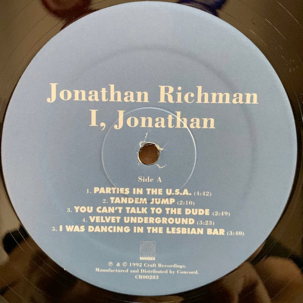 Image of Label Cover of 4714246C: LP - JONATHAN RICHMAN, I, Jonathan (Craft Recordings; CR00283, UK 2020s Reissue, Inner)   NEW/NEW