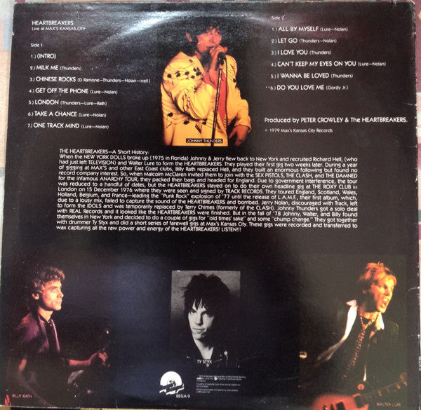 Image of Back Cover of 3524382E: LP - HEARTBREAKERS, Live at Max's Kansas City (Beggars Banquet; BEGA9, UK 1979, Inner)   VG/VG