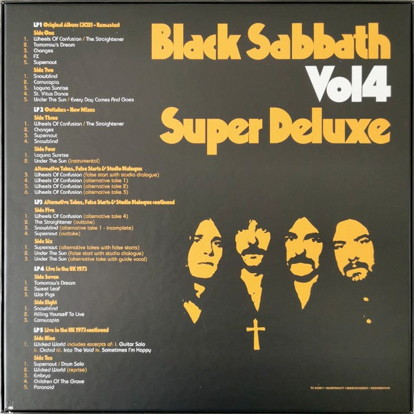 Image of Back Cover of 4524416E: 5xLP - BLACK SABBATH, Black Sabbath Vol. 4 Super Deluxe (BMG; R1 643817, Europe 2021, Box Set, Insert, Poster)   EX/EX